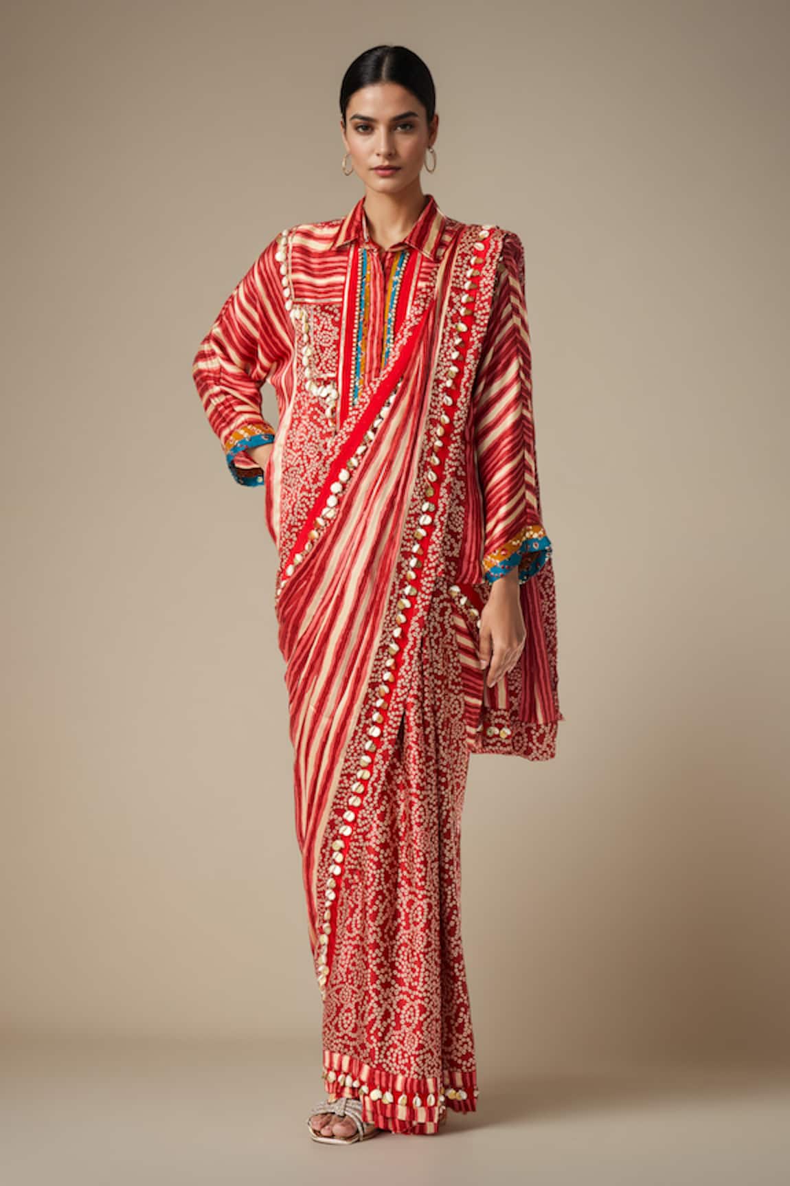 Gulabo by Abu Sandeep Embellished Hem Bandhani Saree 