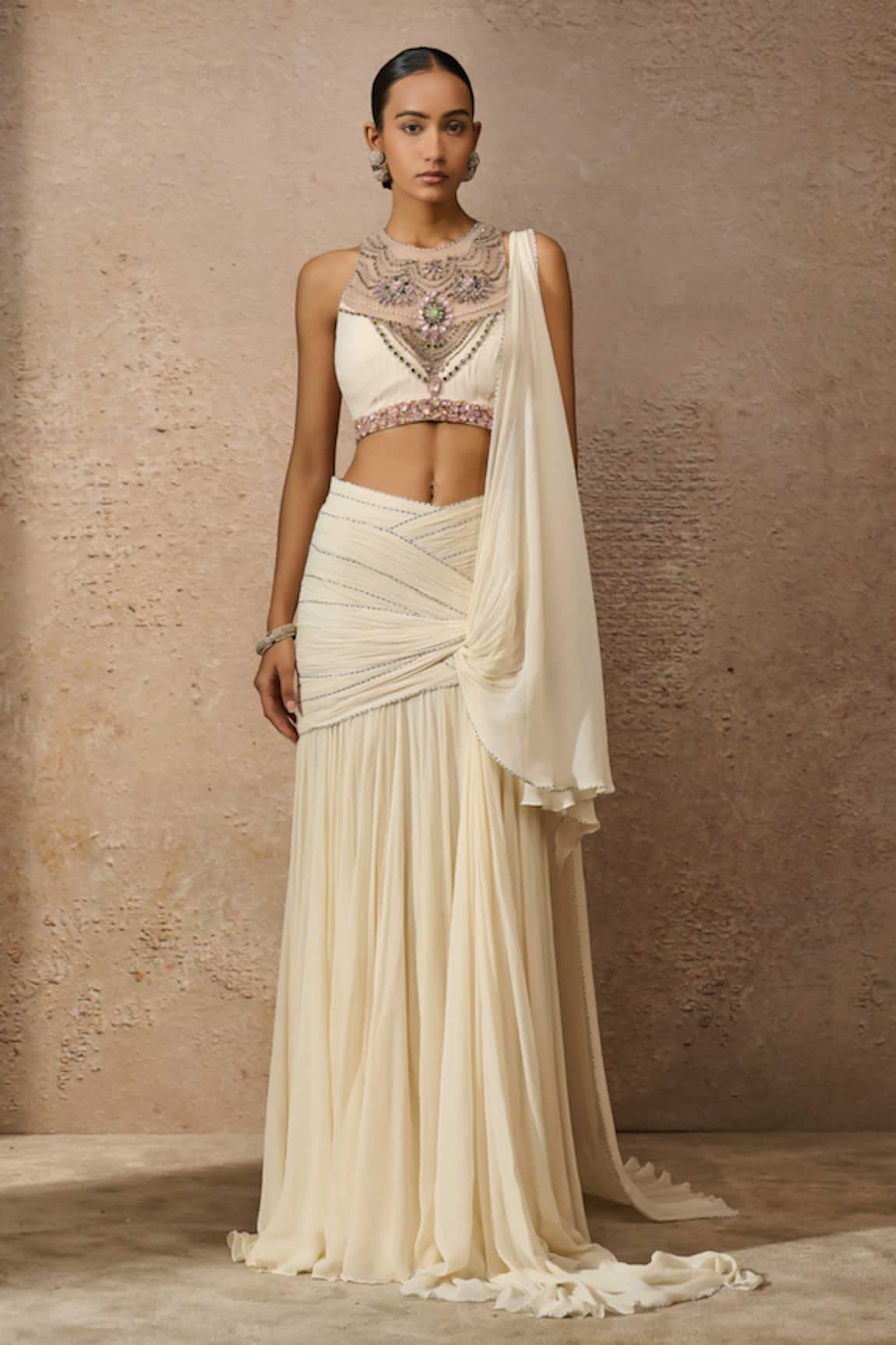 Tarun Tahiliani Pre-Draped Concept Saree With Blouse 