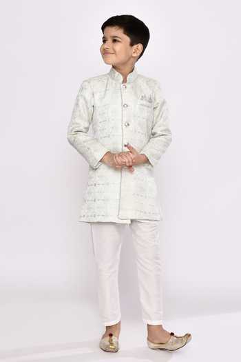 Petite Pomme Asymmetric Sequin Work Sherwani & Pyjama Set 