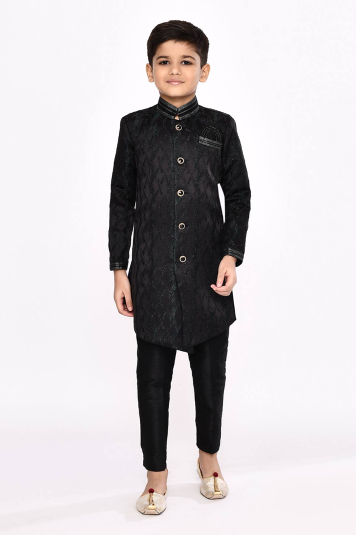 Arihant Rai Sinha Zari Work Black Sherwani & Pyjama Set 