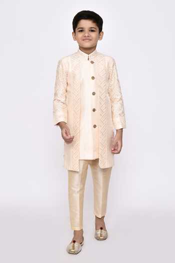 Petite Pomme Embroidered Attached Jacket Sherwani With Pyjama 