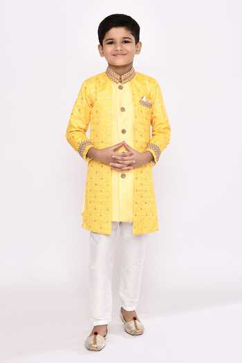 Petite Pomme Sequin Embroidered Attached Jacket Sherwani With Pyjama 