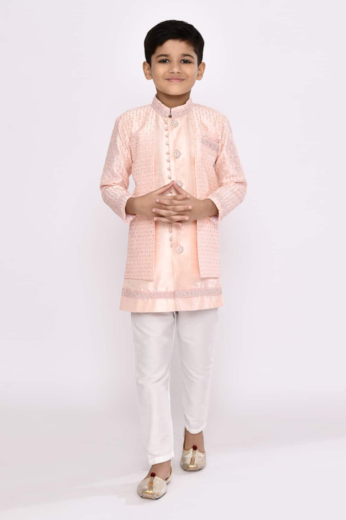 Petite Pomme Embellished Jacket Sherwani With Pyjama 