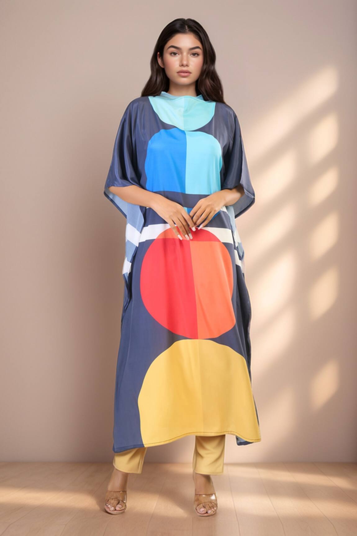 Samyukta Singhania Pop Out Print Silk Crepe Kaftan 