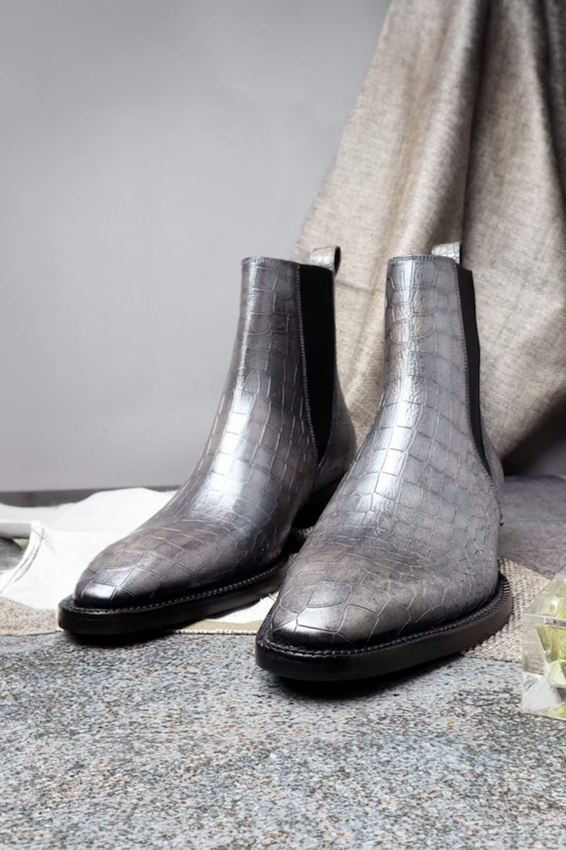 Fellmonger Silver Textured Chelsea Boots 