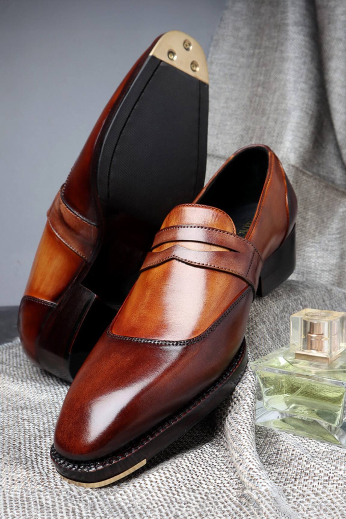 Fellmonger Mirror Glossed Two Tone Penny Loafers 