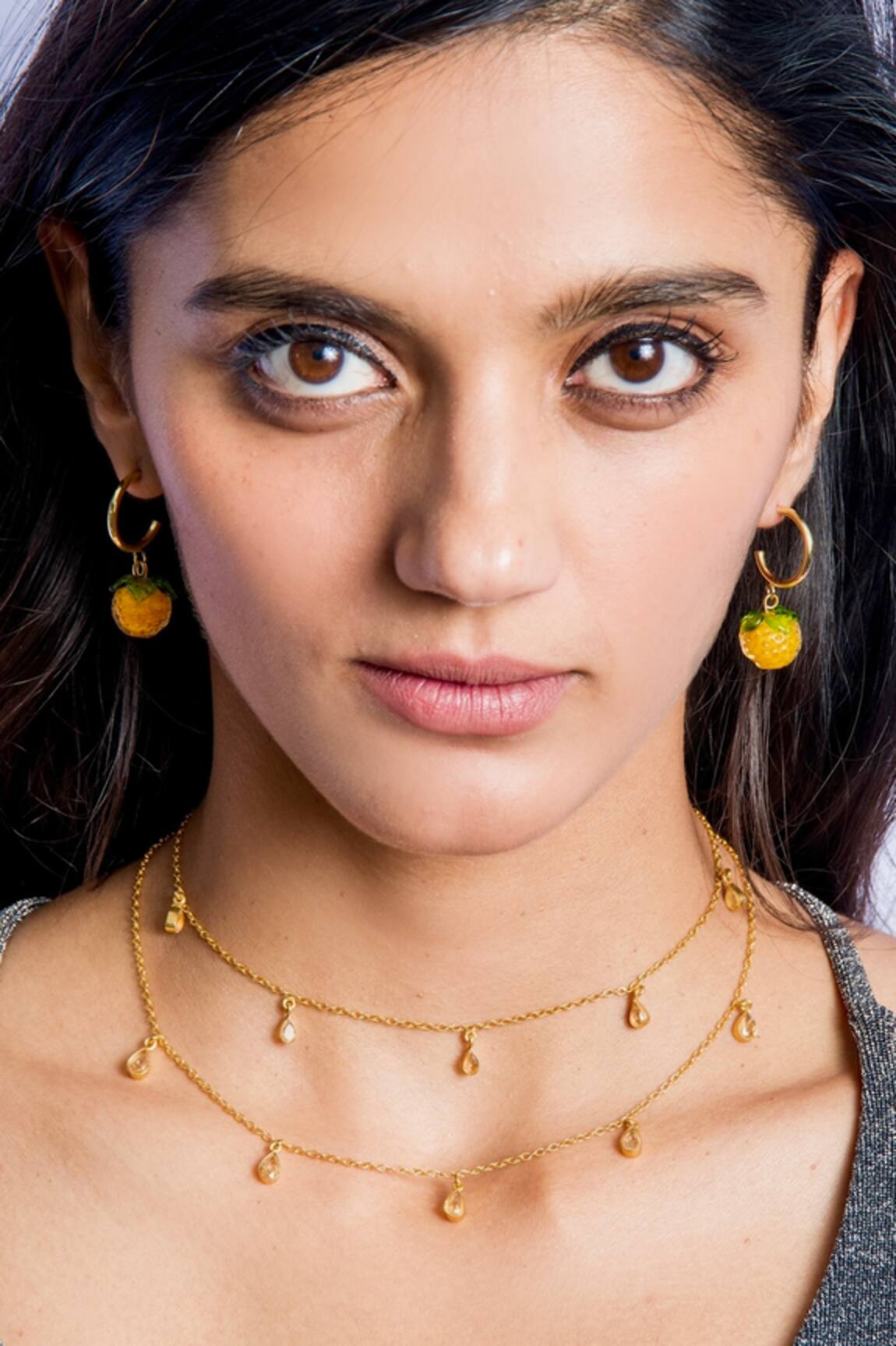 MAALICIOUS JEWELRY Citrine Witch Garnet Stone Embellished Chain - Set of 2