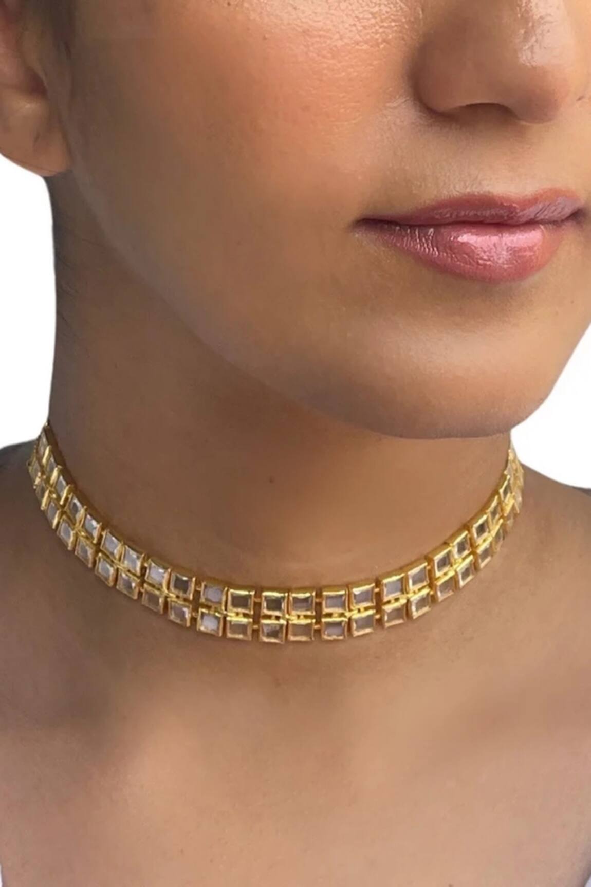 MAALICIOUS JEWELRY Polki Embellished Double Layered Choker
