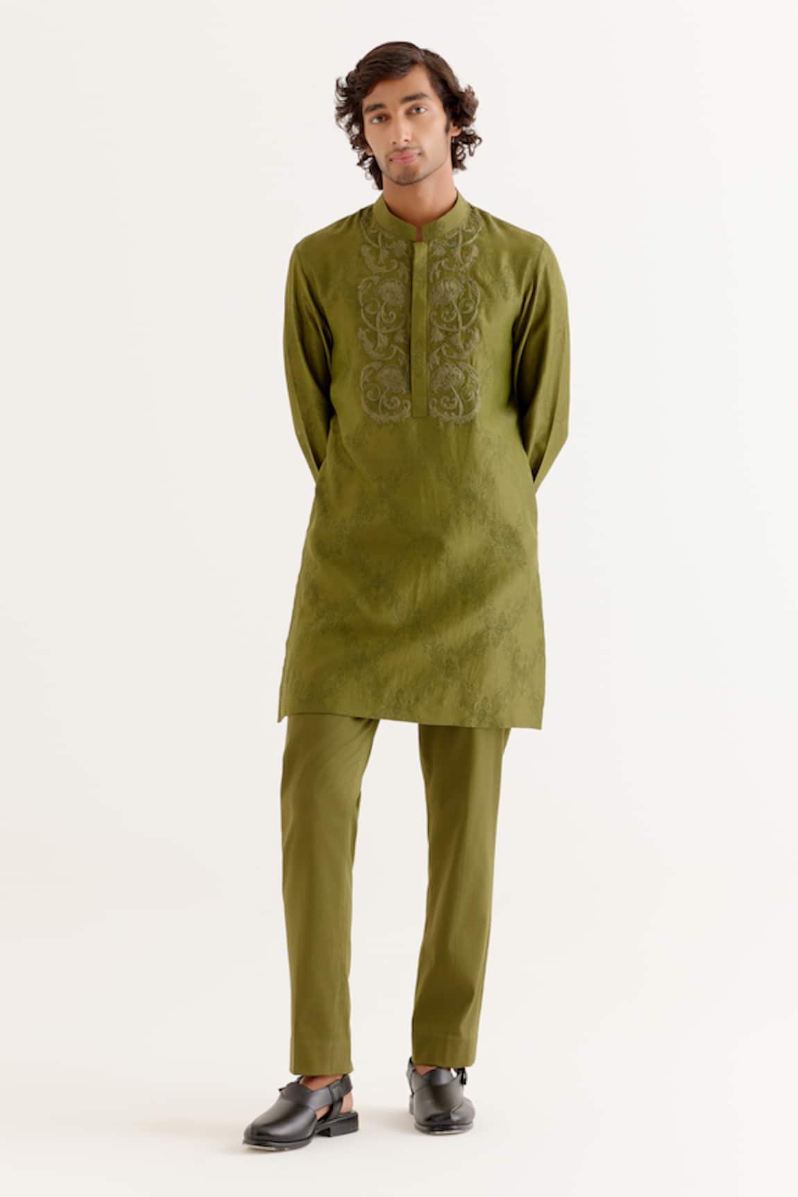 Devnaagri Silk Chanderi Block Print Kurta With Pant