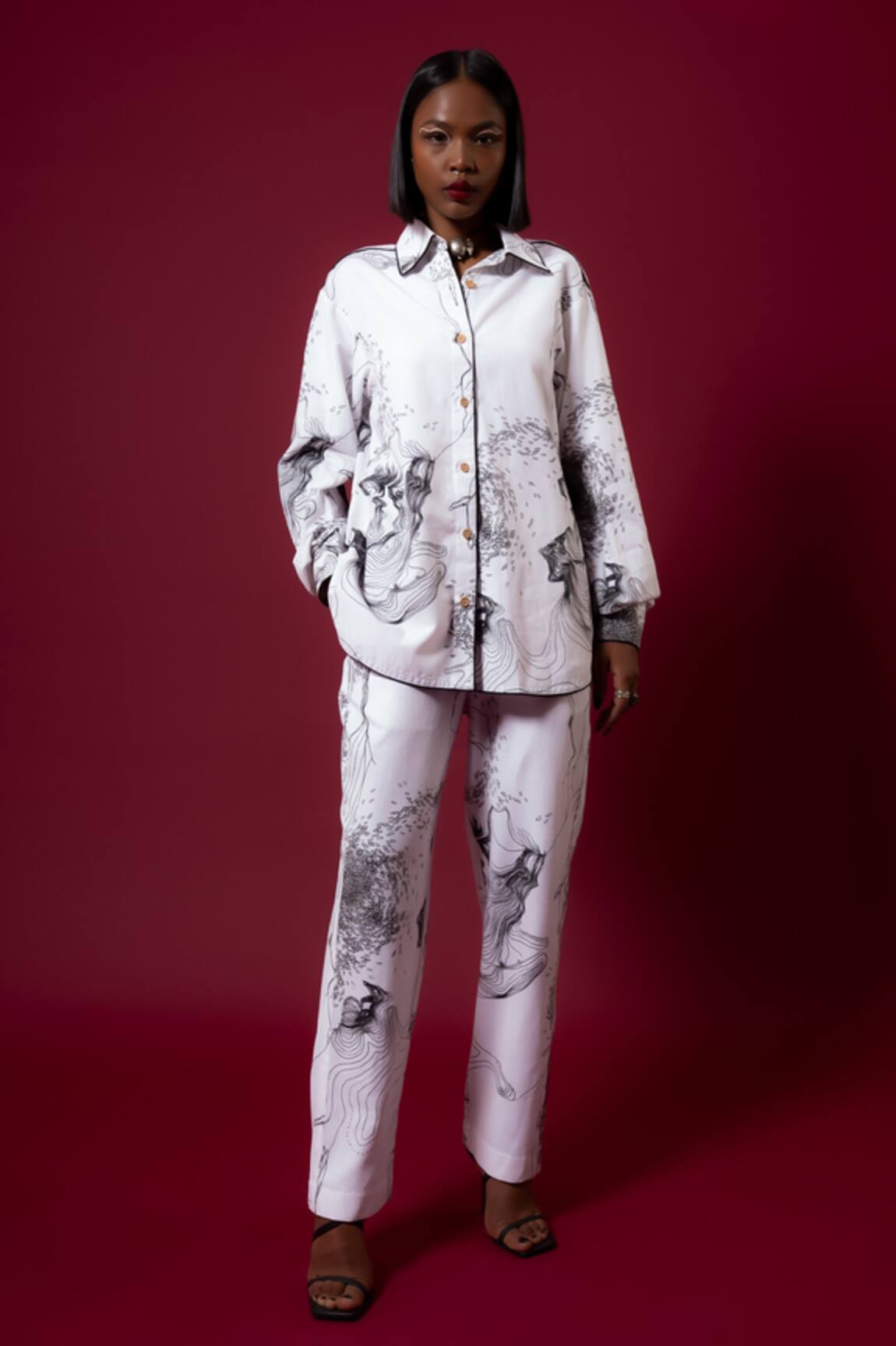 Amka Chinar Ink Dyed Shirt With Pant 