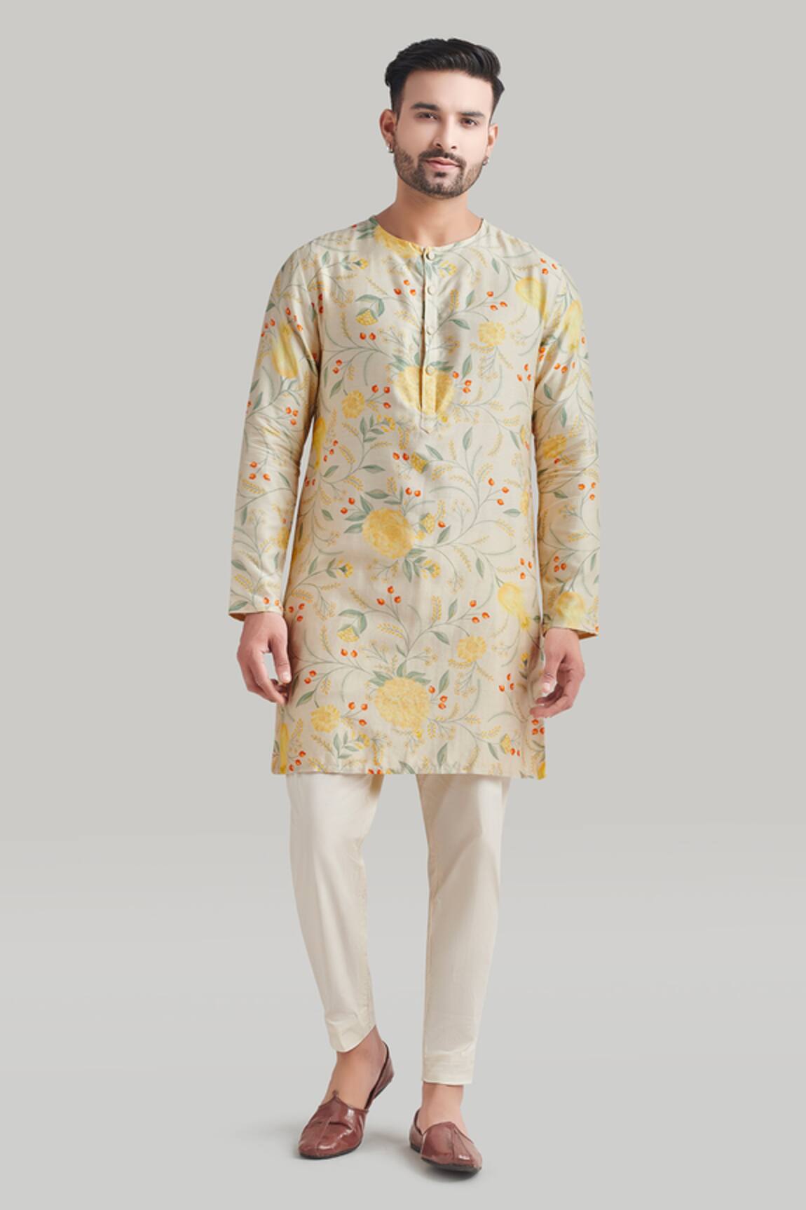 Blue Lotus Design Floral Print Kurta & Pant Set