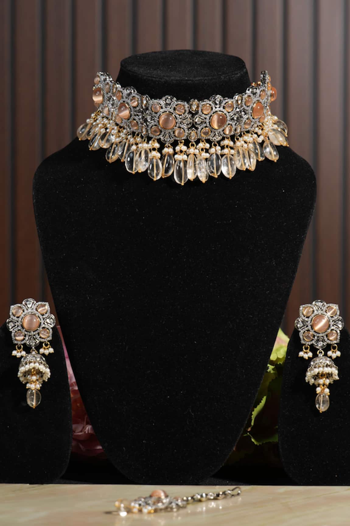 Amaara Jewels Stone & Bead Embellished Necklace Set 