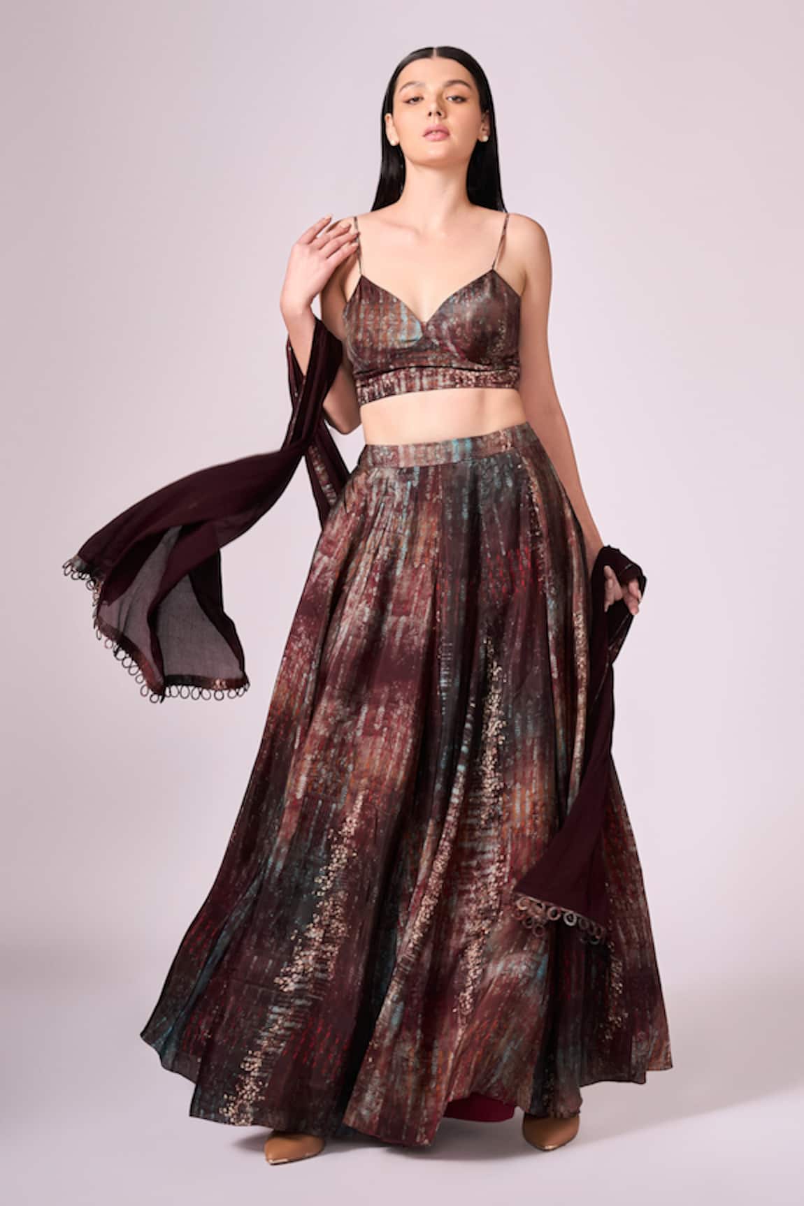 Koswi Tribal Print Shaded Slit Lehenga Set