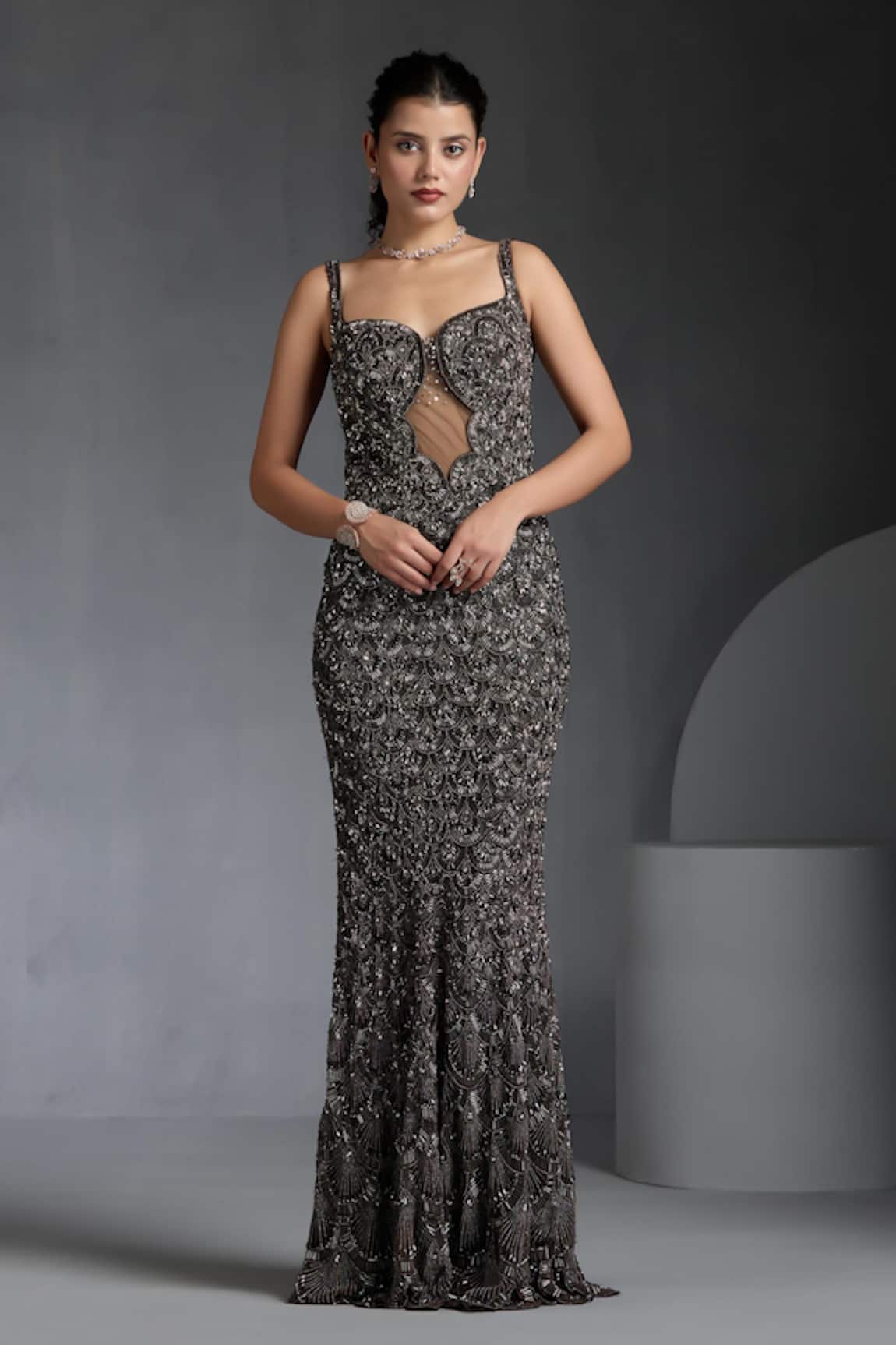 Chaashni By Maansi And Ketan Embroidered Backless Gown