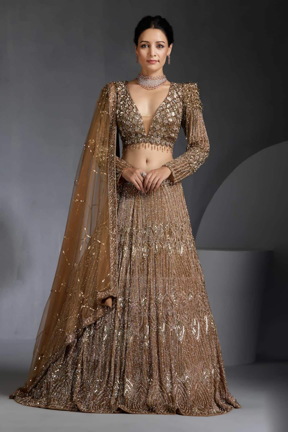 Chaashni By Maansi And Ketan Zircons Embroidered Lehenga Set 