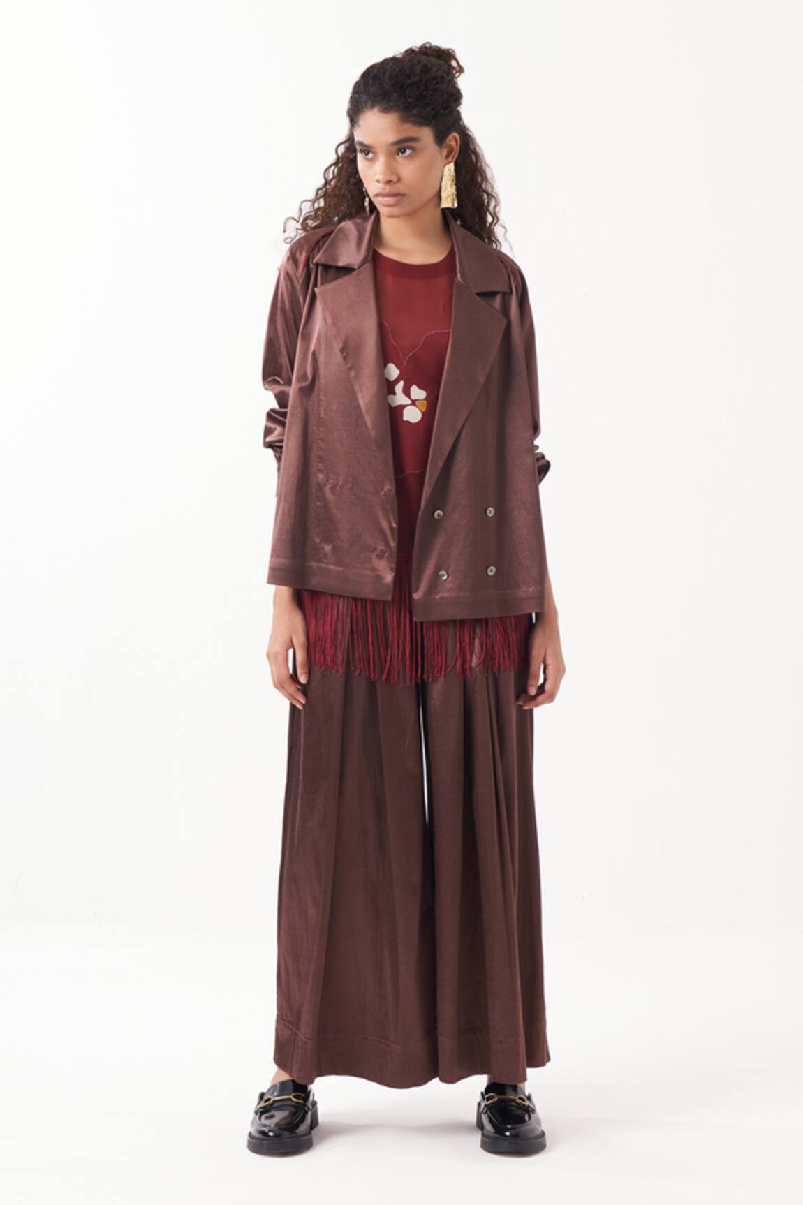 Three Inverted Box Pleated Flared Pant 