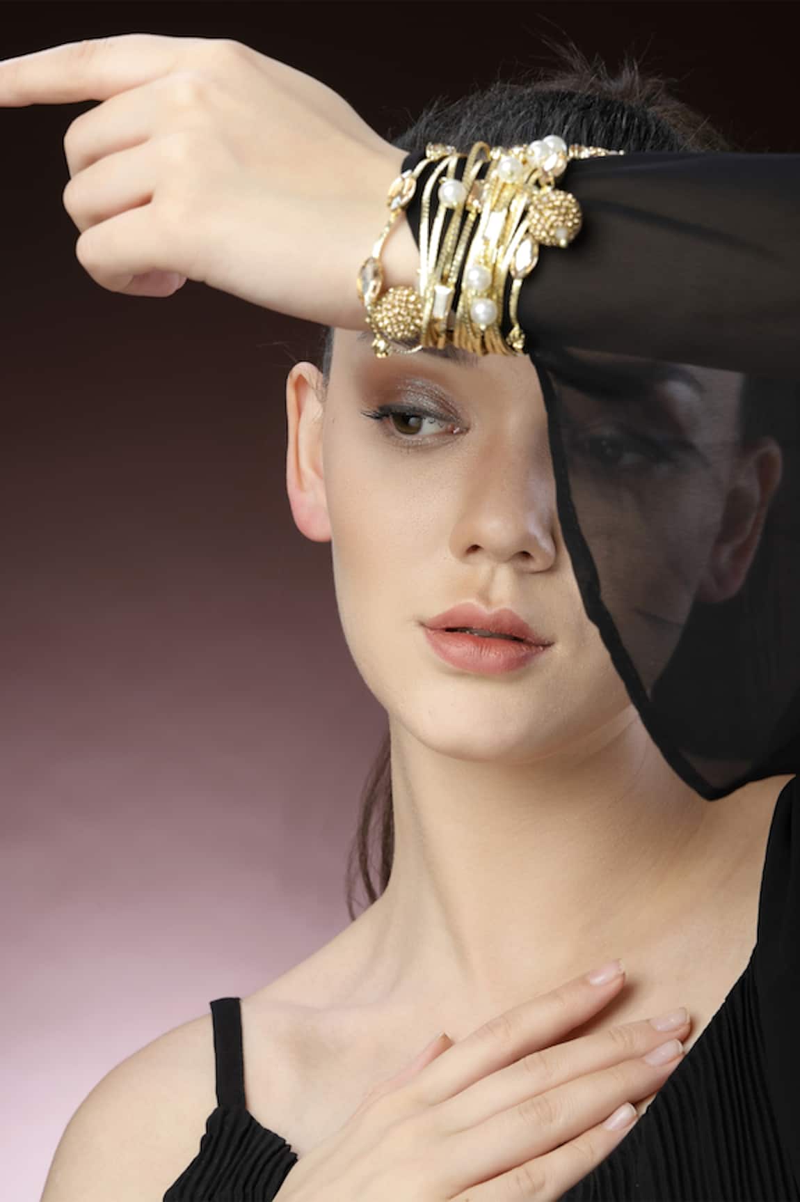 Bijoux By Priya Chandna Multi Row Crystal Stacked Bracelet