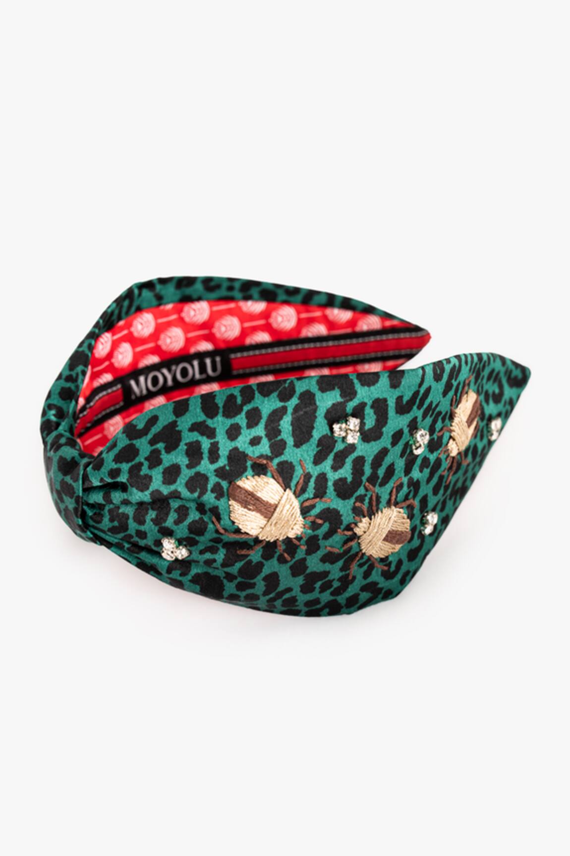 Moyolu Embroidered Cheetah Print Headband