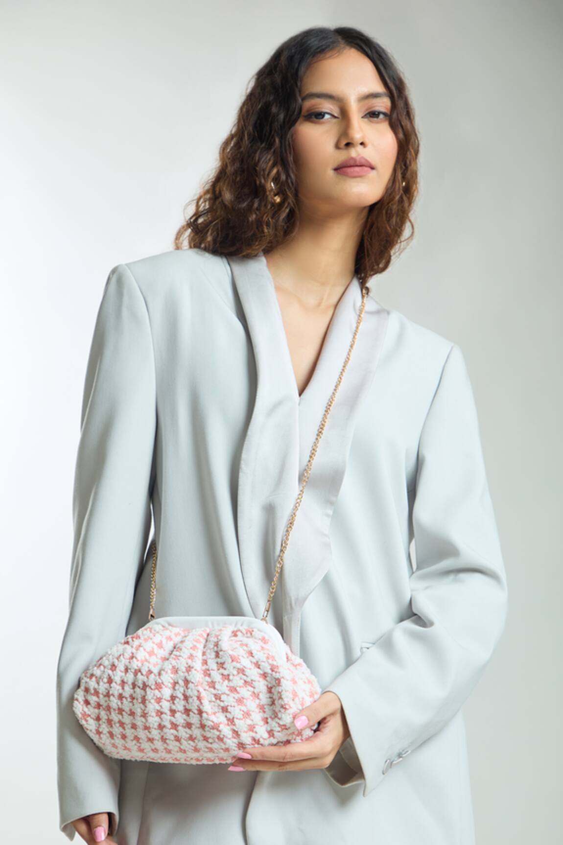 Boxwish By Bhumika Houndstooth Clutch Bag 