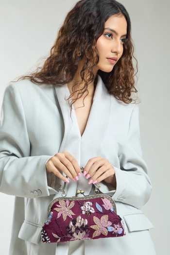 Boxwish By Bhumika Floret Sequin Embroidered Clutch Bag