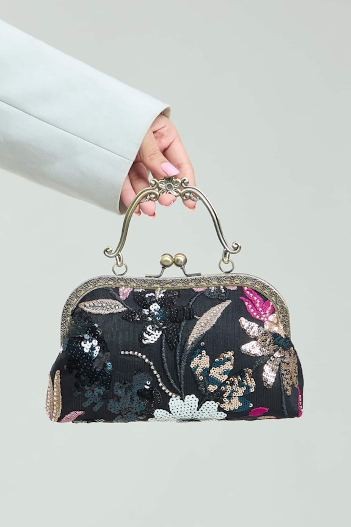 Boxwish By Bhumika Florence Sequin Embroidered Clutch