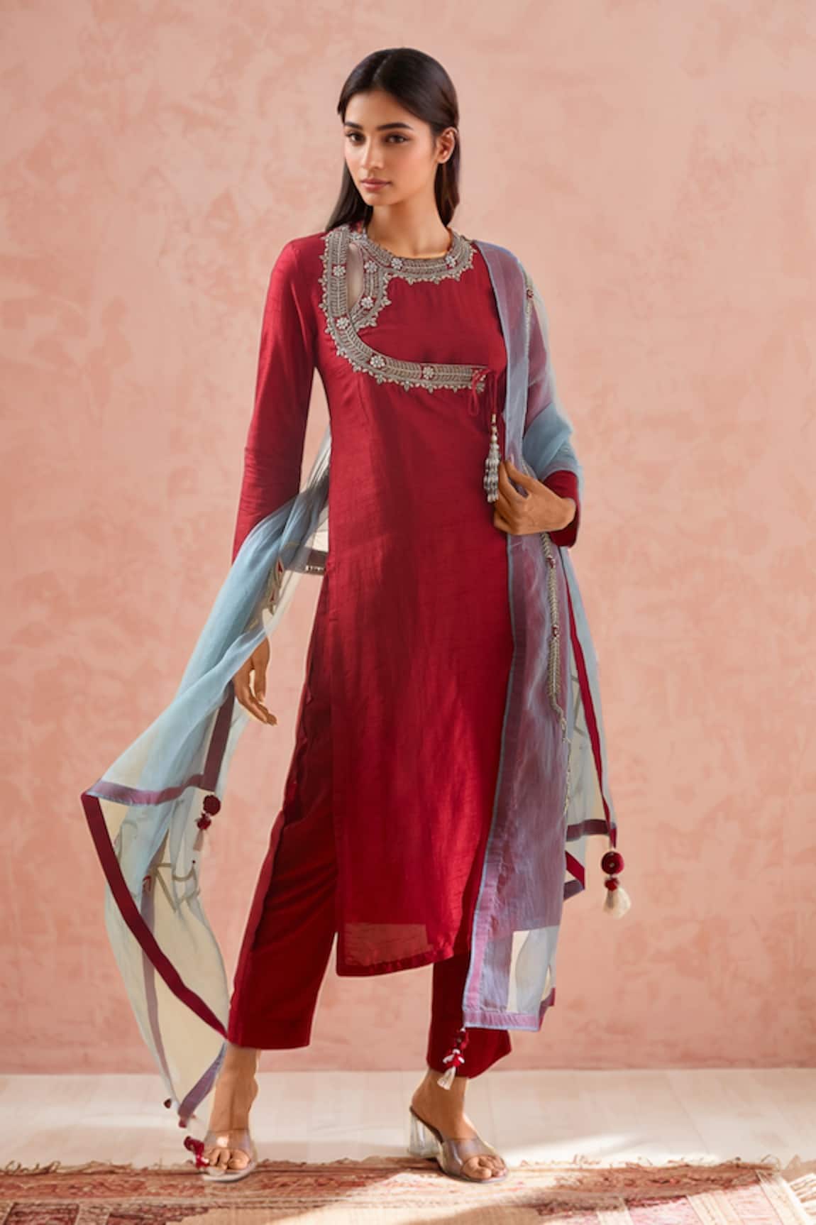 Samyukta Singhania Floral Embroidered Kurta Pant Set 