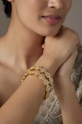 Karisa Designs Floral Moissanite Polki Embellished Bangles Set Of 2 