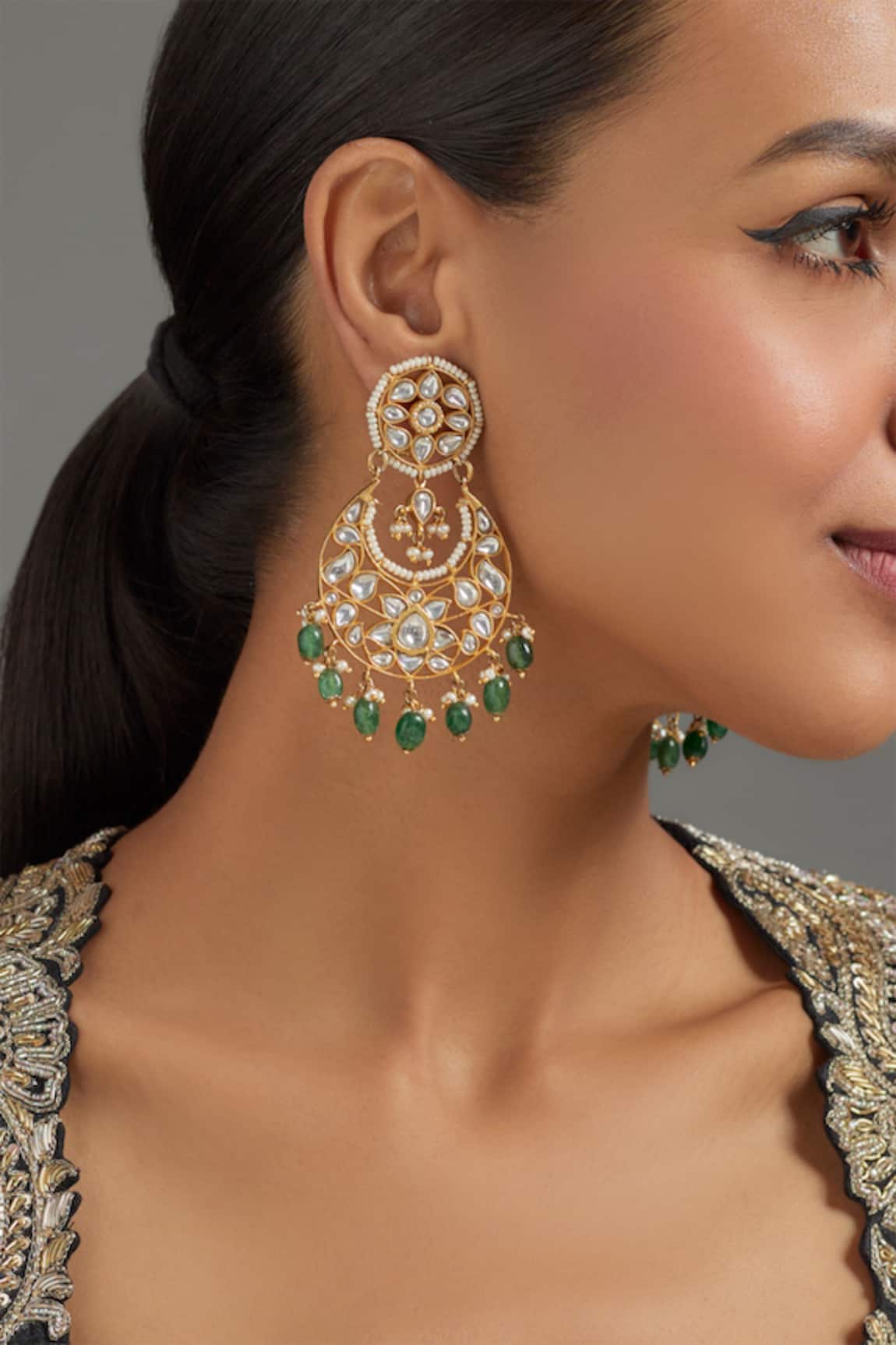 Karisa Designs Padma Kundan Embellished Chandbalis 