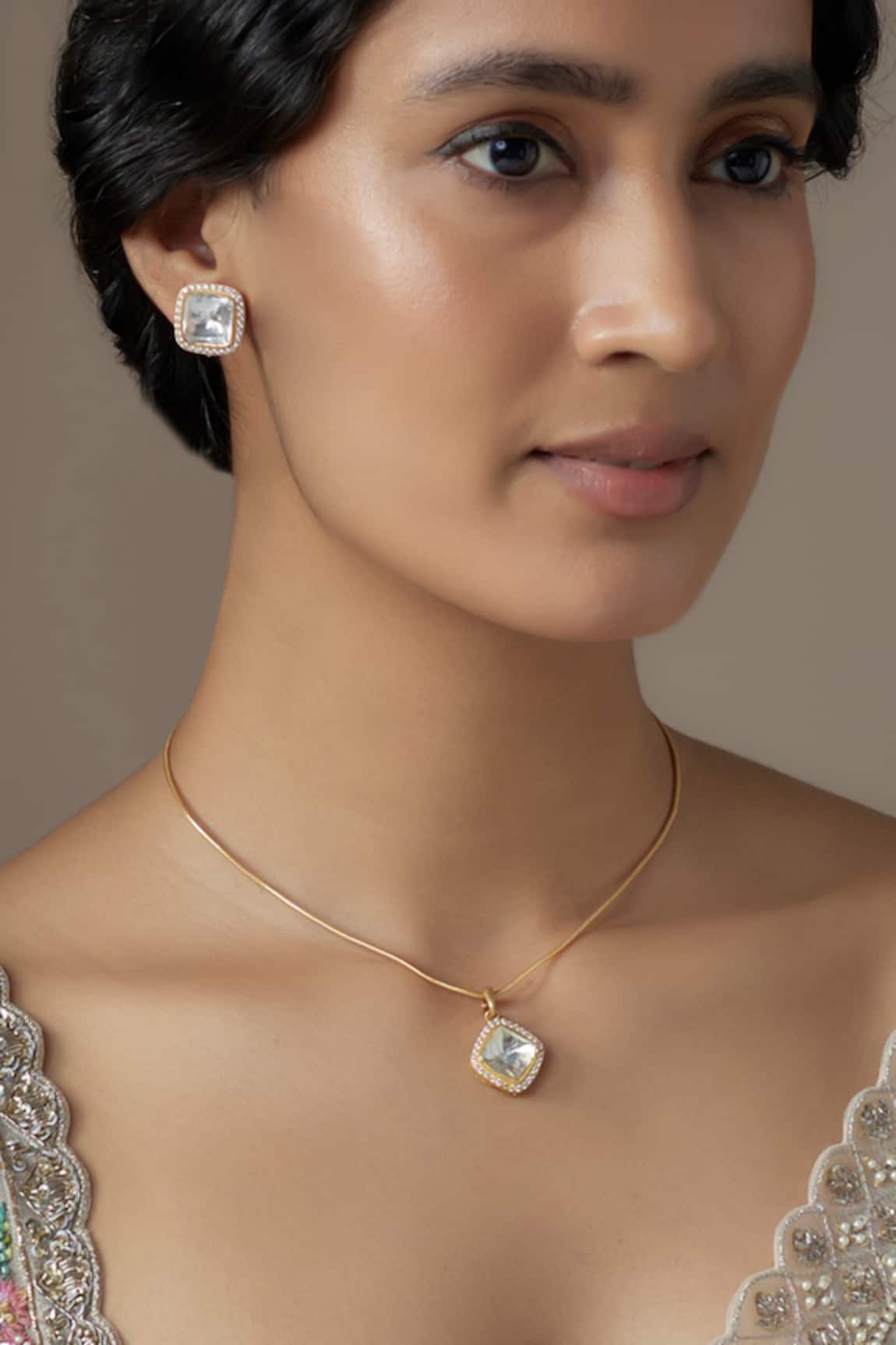 Karisa Designs Diamond Shaped Pendant Necklace Set