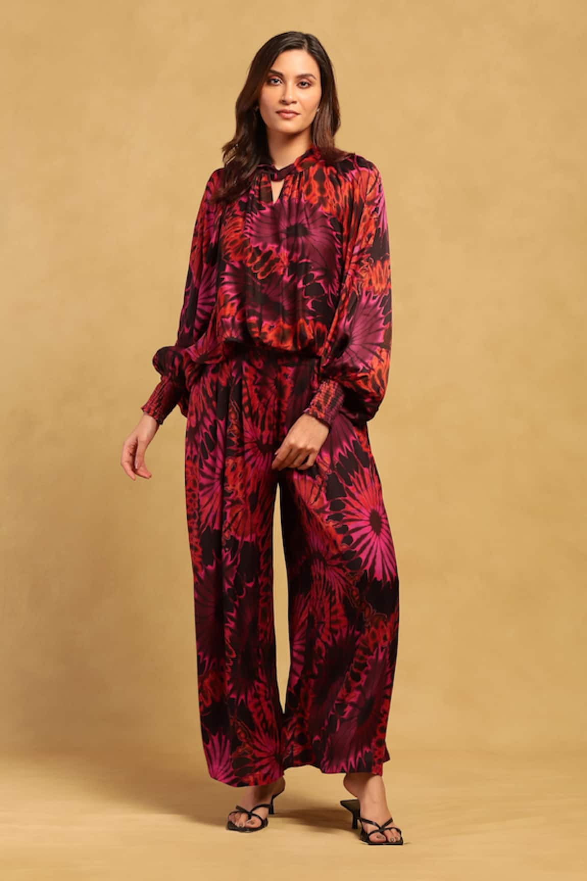 Ritu Kumar Abstract Floral Print Top With Pant 
