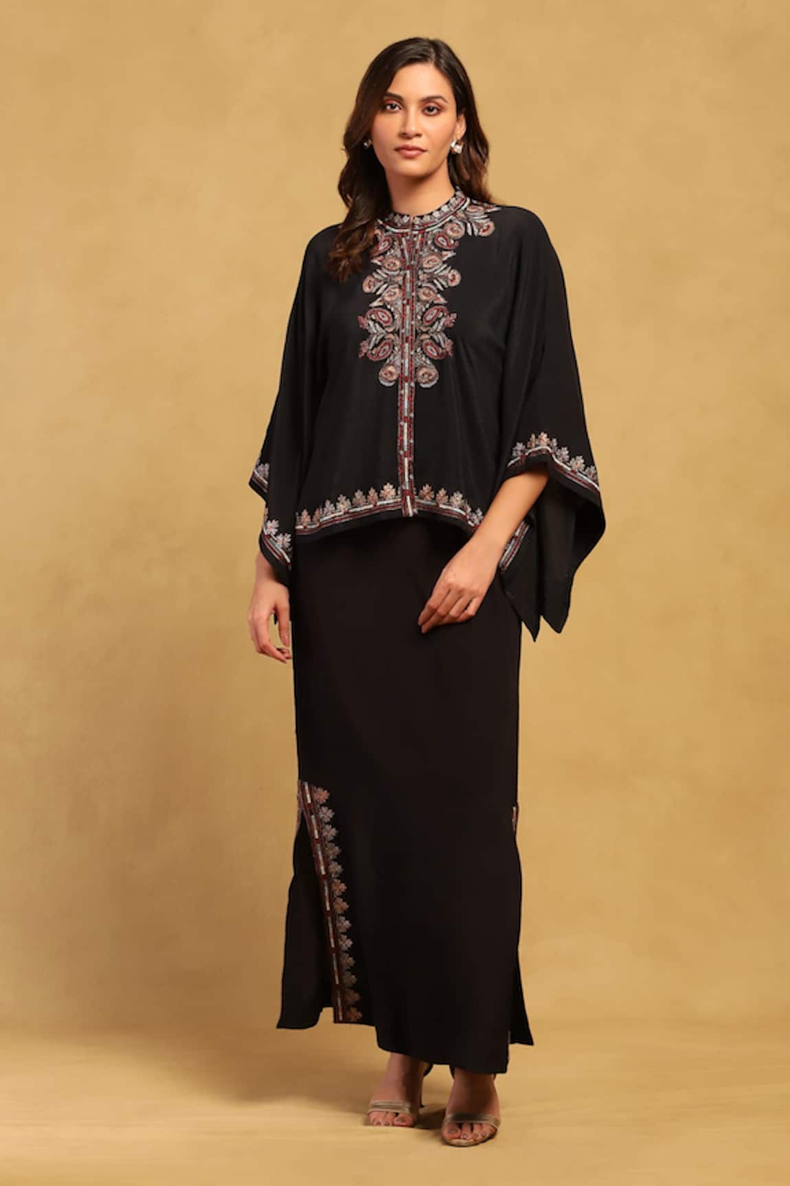 Ritu Kumar Sophie Paisley Vine Embroidered Top With Skirt 