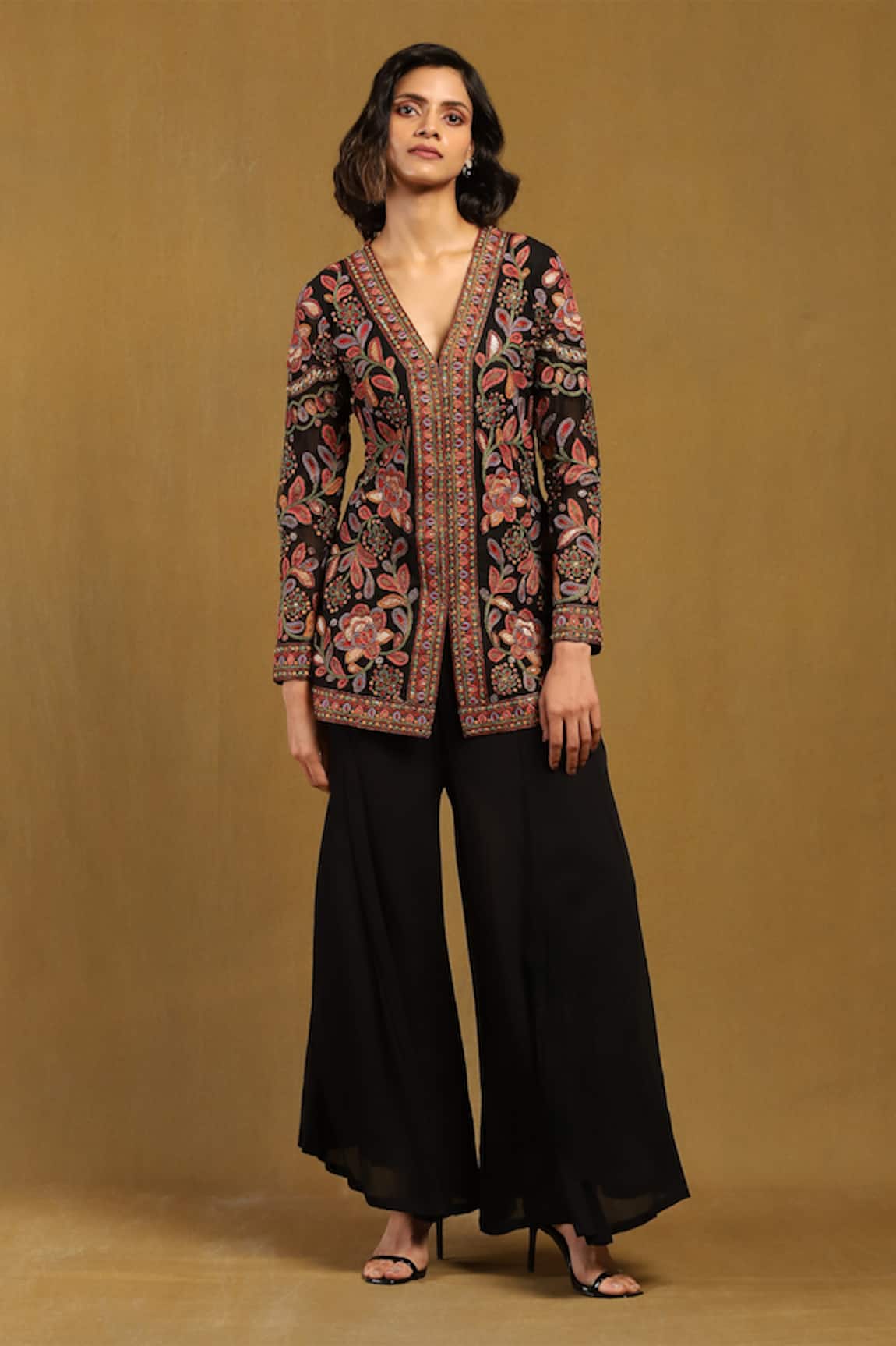 Ritu Kumar Velentine Floral Embroidered Kurta & Sharara Set 