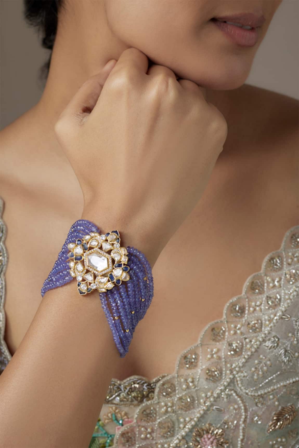 Karisa Designs Florin Moissanite Polki Embellished Bracelet 