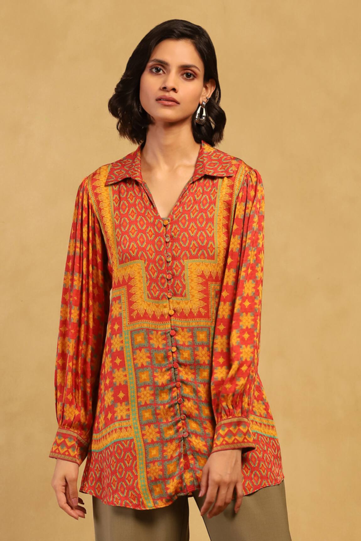 Ritu Kumar Phulkari Floral Print Shirt 