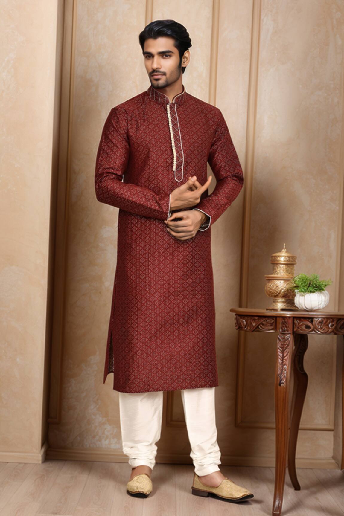 Arihant Rai Sinha Bandhani Woven Kurta Set 