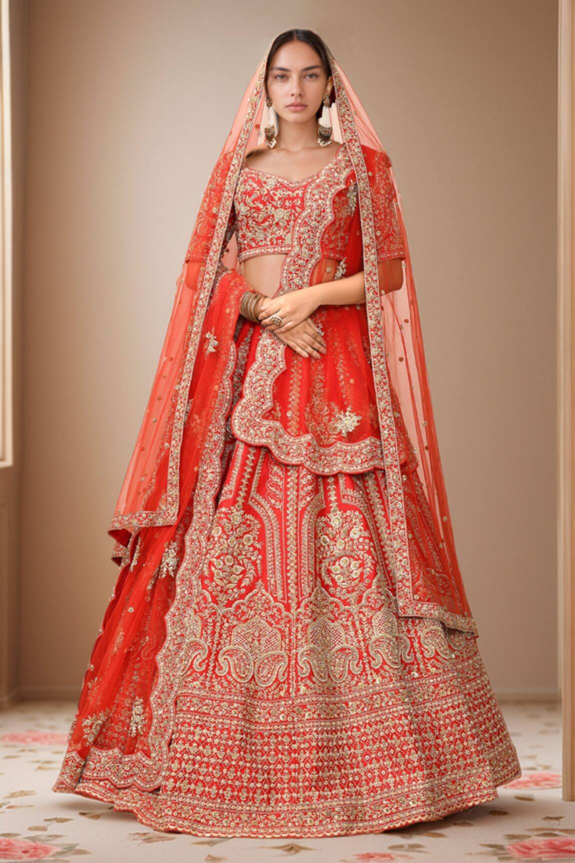 Kalighata Zaveri Raw Silk Embroidered Bridal Lehenga Set 