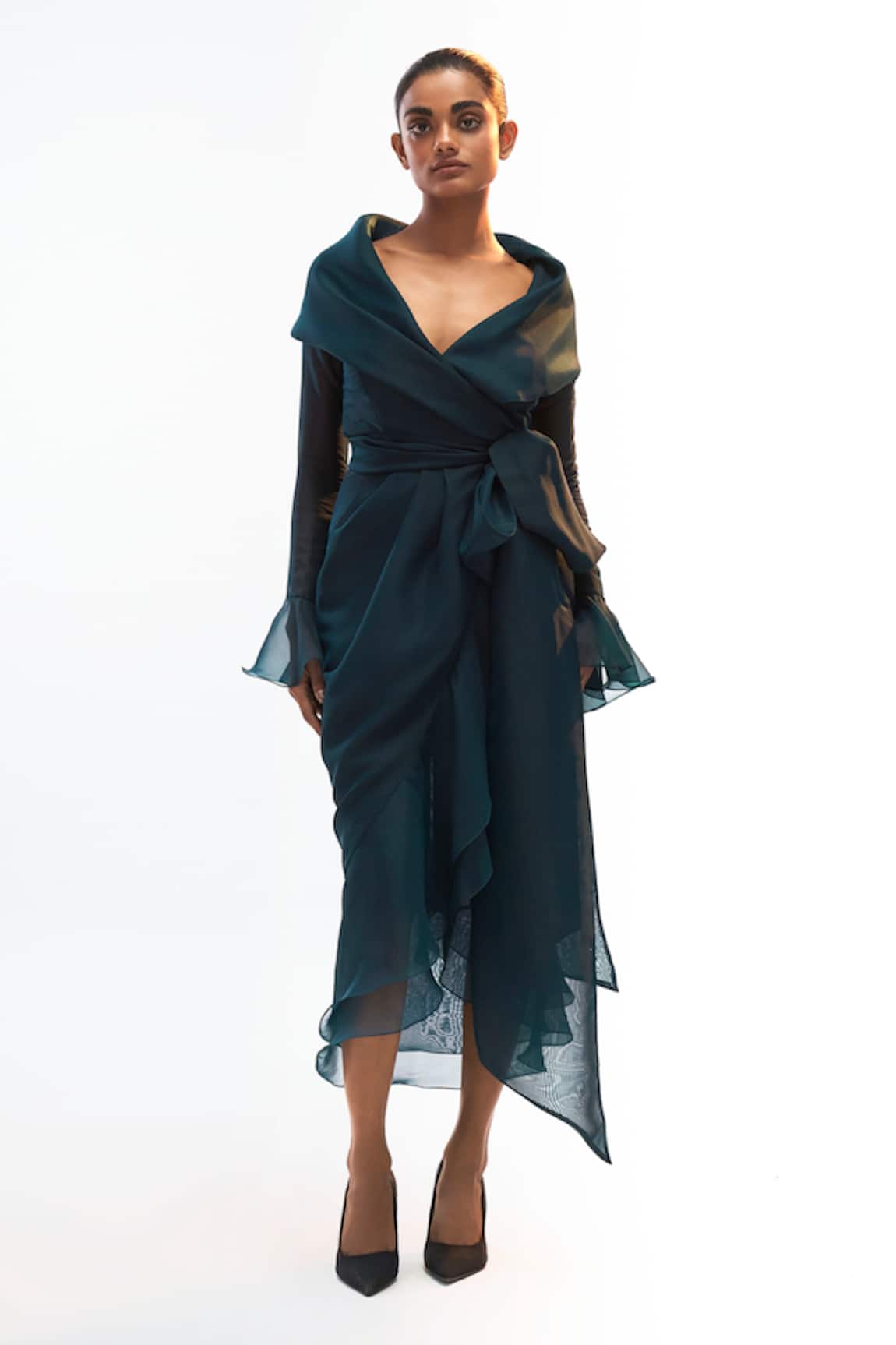 Gauri & Nainika Shawl Collar Wrap Dress 