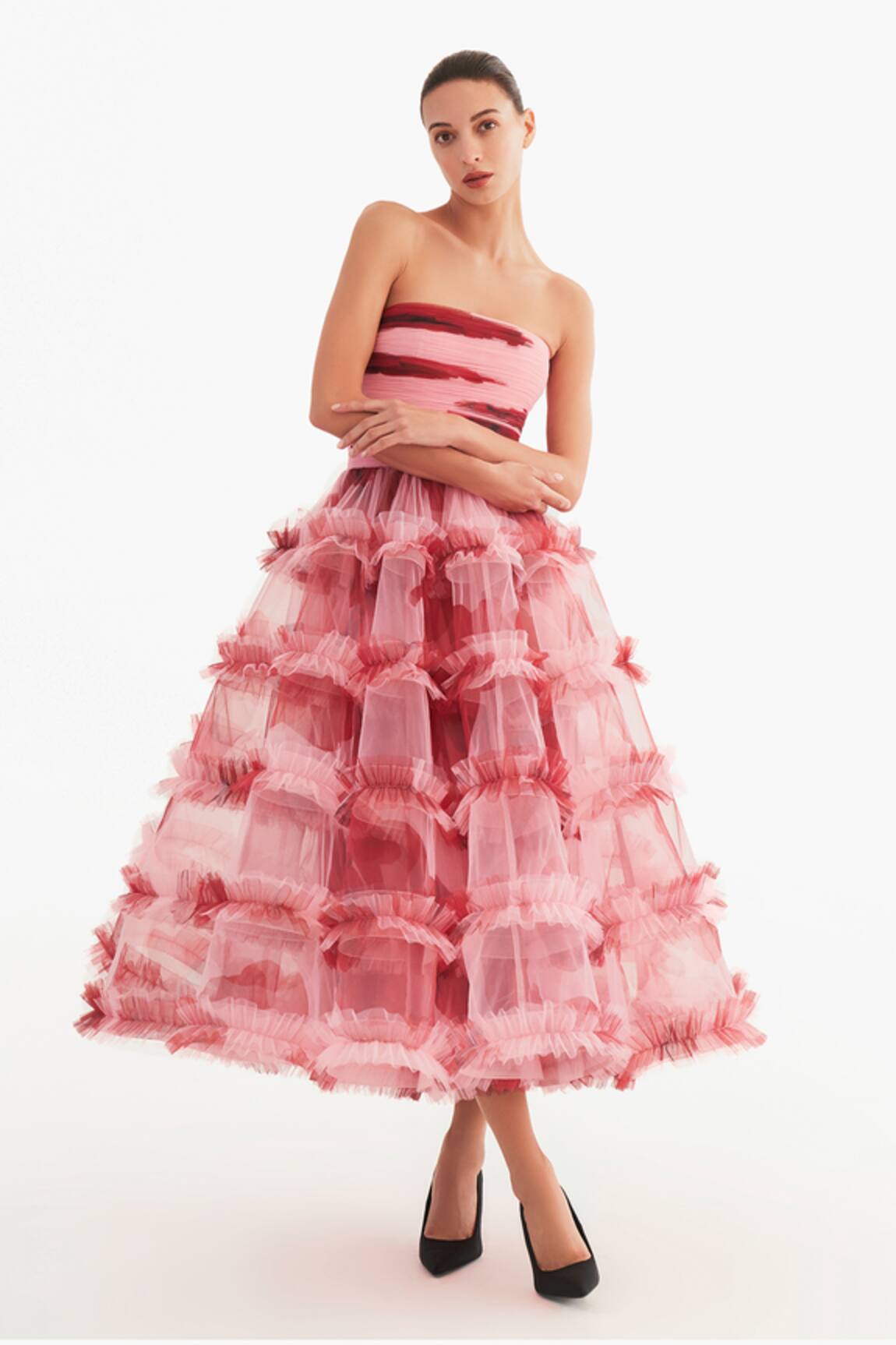 Gauri & Nainika Strapless Tube Midi Dress 