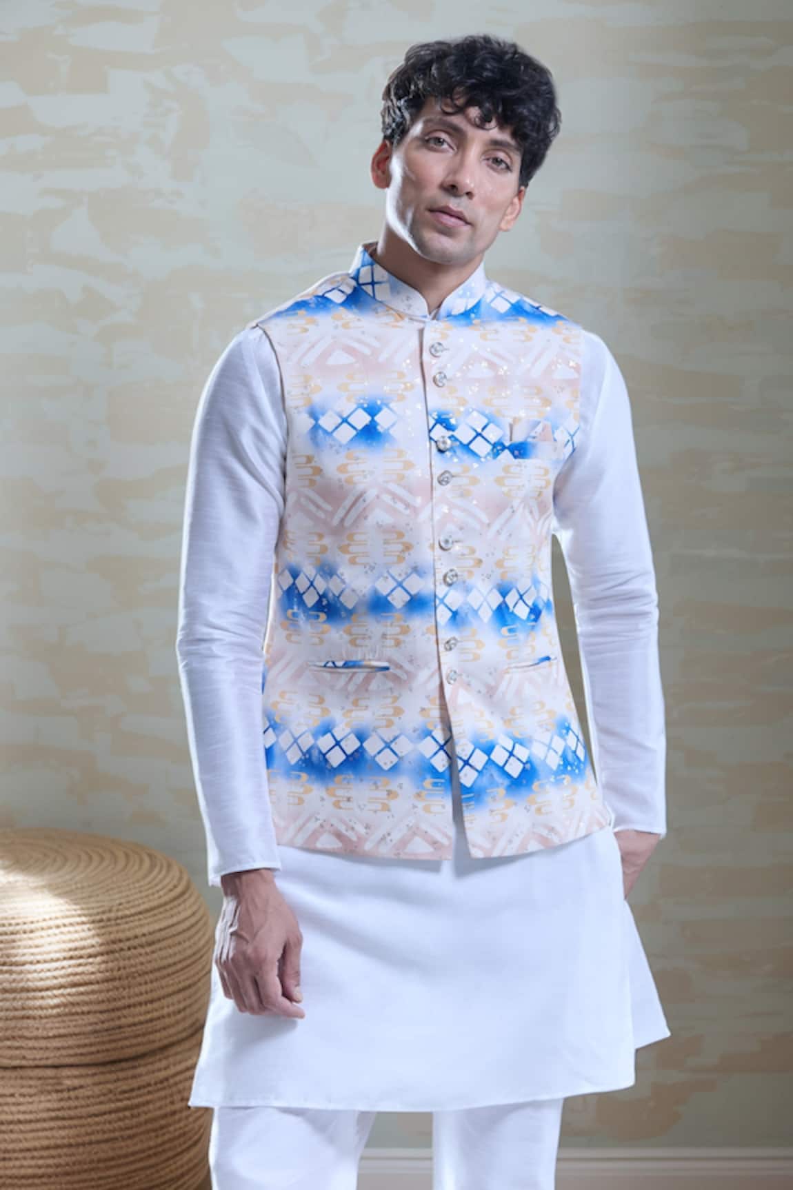 Arihant Rai Sinha Geometric Print Nehru Jacket 