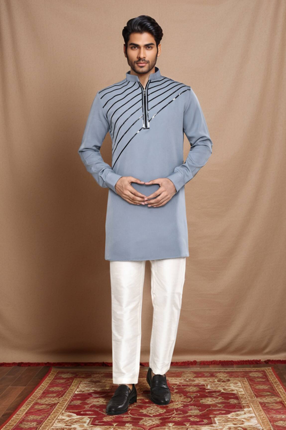 Arihant Rai Sinha Metallic Tape Embellished Kurta 