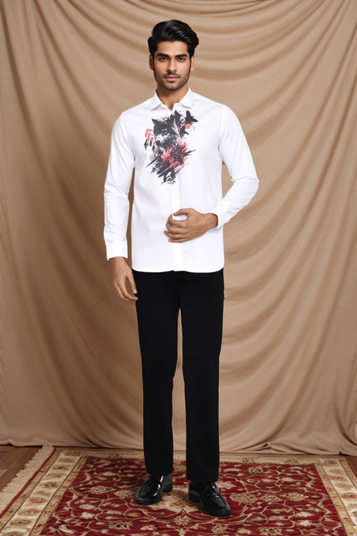 Aryavir Malhotra Wolf Print Shirt