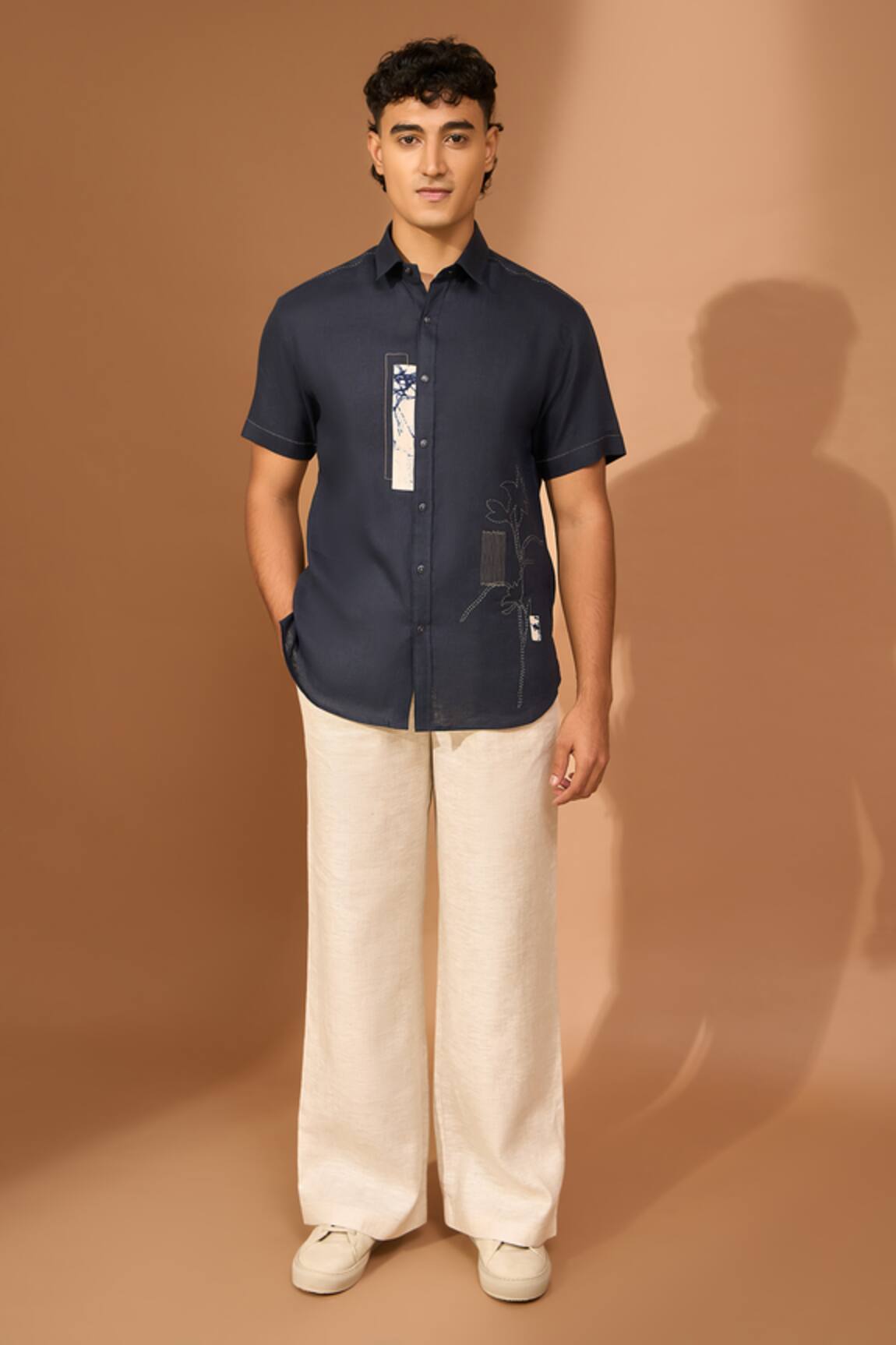 Vivek Karunakaran Floral Patch Embroidered Shirt