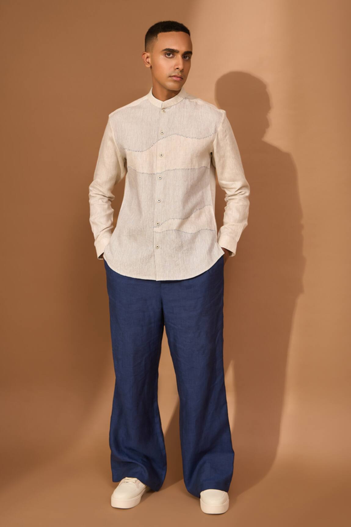 Vivek Karunakaran Mystic Wave Ray Stitch Embroidered Shirt