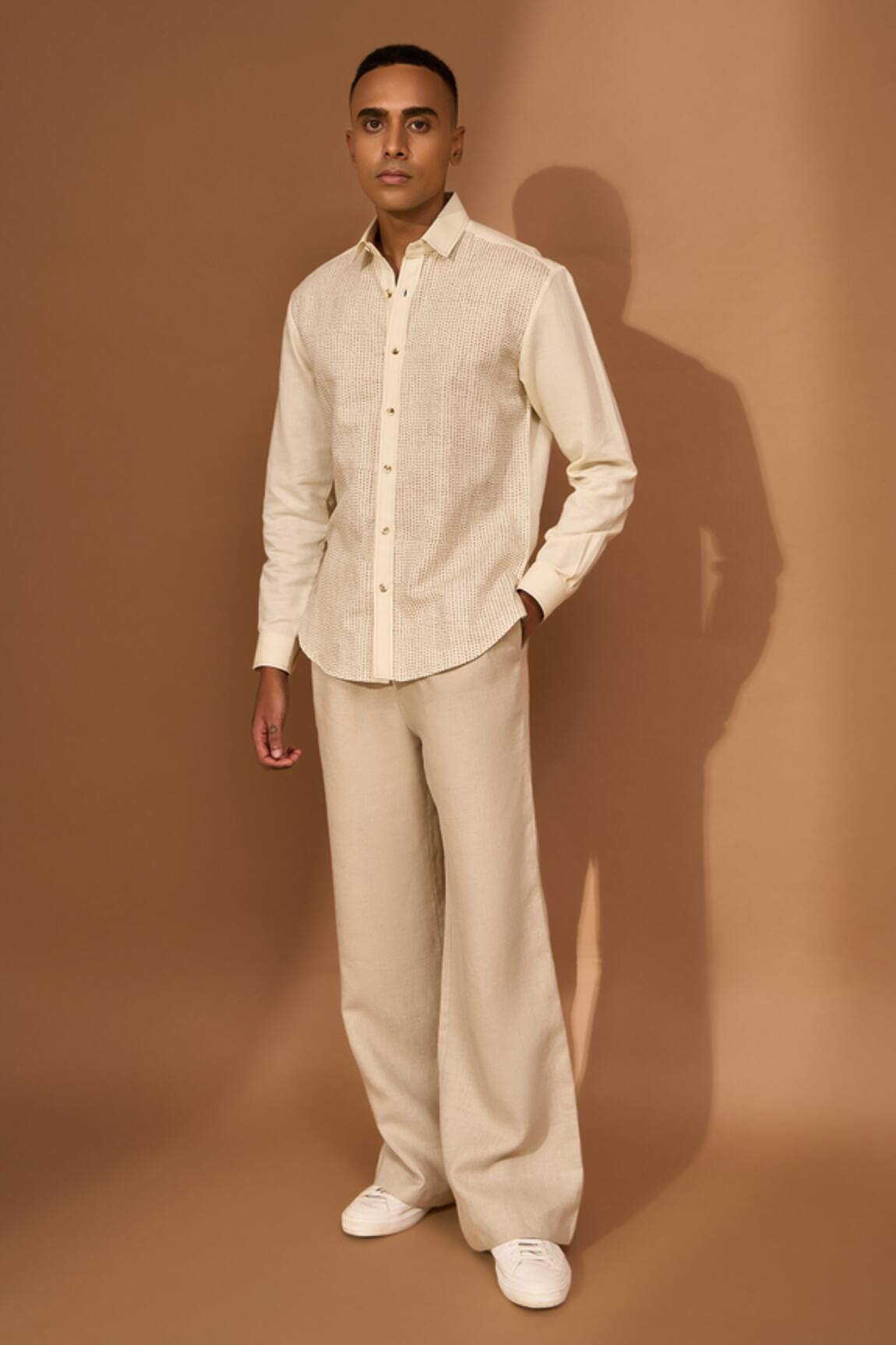 Vivek Karunakaran Smudge Print Cotton Linen Shirt