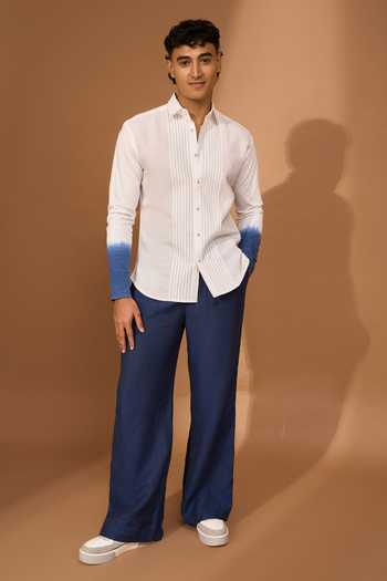 Vivek Karunakaran Pintucked & Ombre Sleeve Hem Detail Shirt