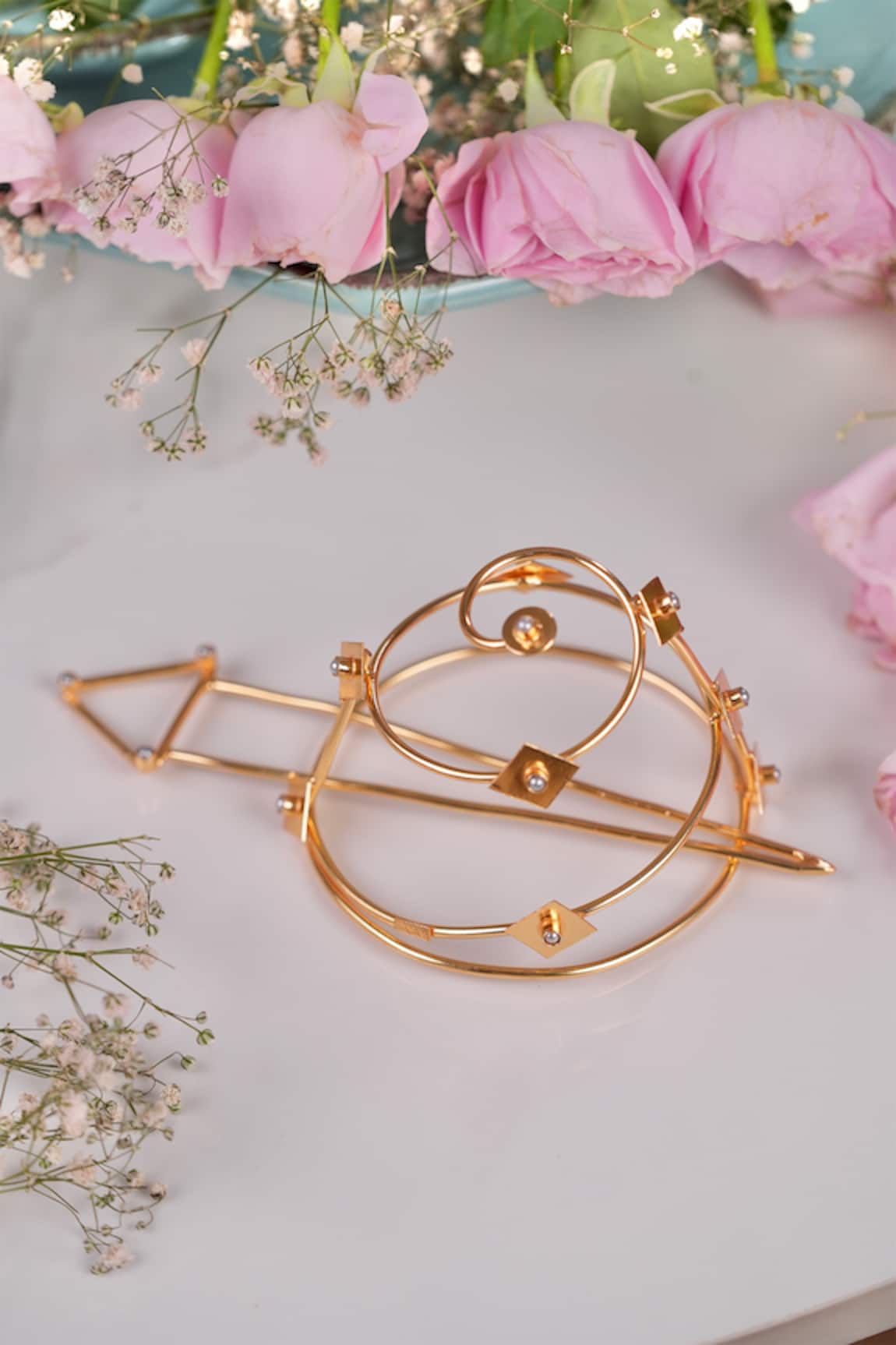 Anana Kamya Bead Embellished Bun With Stick - Set of 2