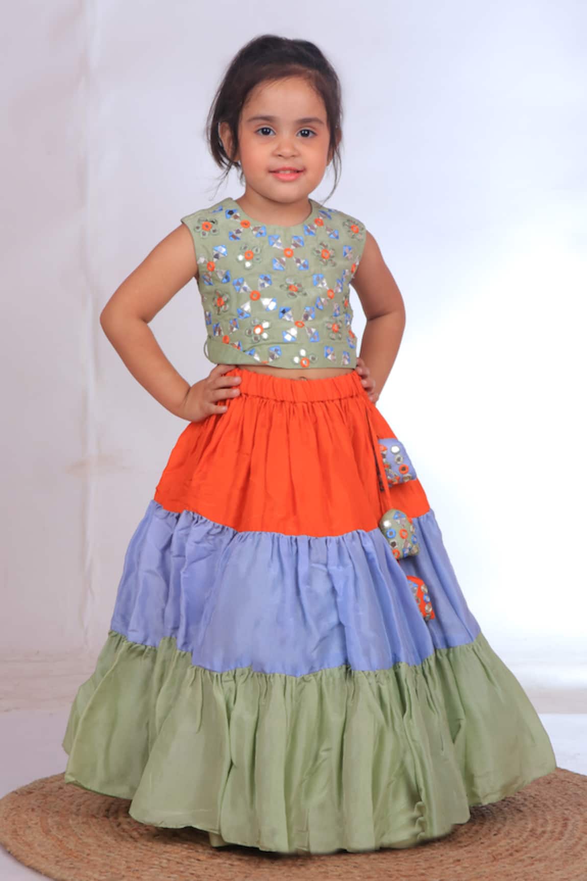 Turqidz By Shweta Aggarwal Mirror Embroidered Blouse Lehenga Set