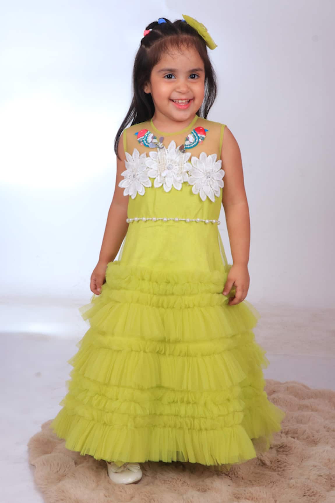Turqidz By Shweta Aggarwal Applique Embroidered Yoke Tiered Dress 