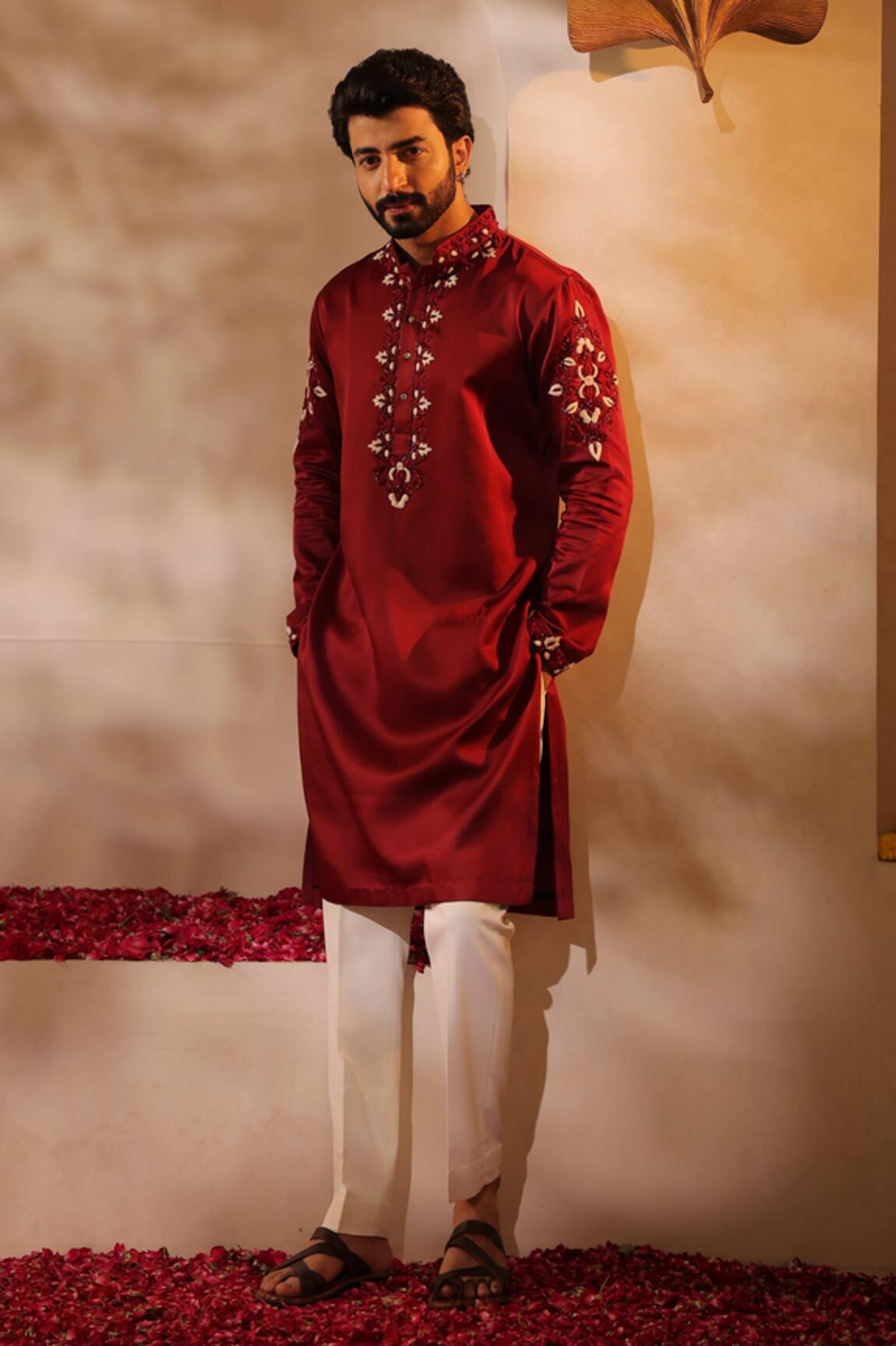 Shreyansh Designs Maroon Cutdana Embroidered Kurta Set 