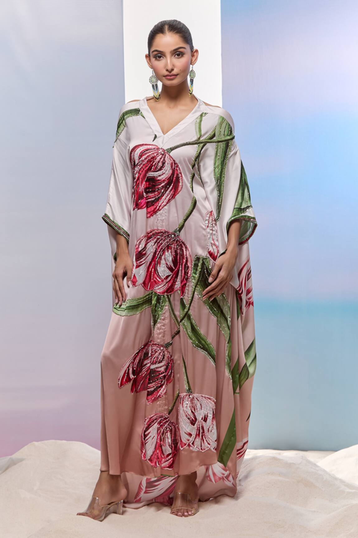 Pria Kataria Puri Tulip Blossom Print Kaftan